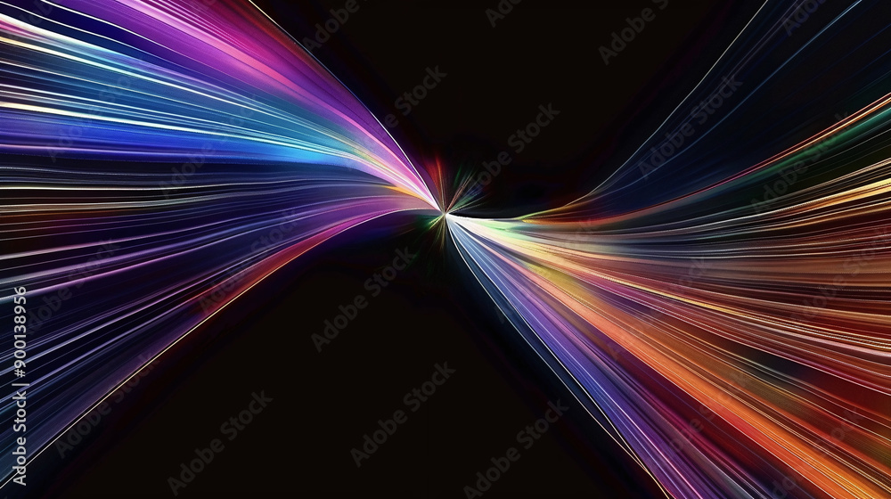 Colorful Light Trails on Pure Black Background Colorful Light Trails on Pure Black Background