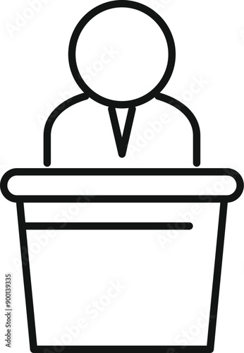 Politician standing behind a podium, giving a speech at a political meeting