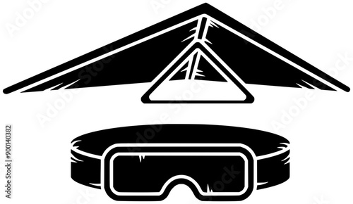 glider illustration gliding silhouette fly logo extreme icon sport outline wind air sky hang wing freedom adrenaline flight pilot shape paragliding free glide for vector graphic background