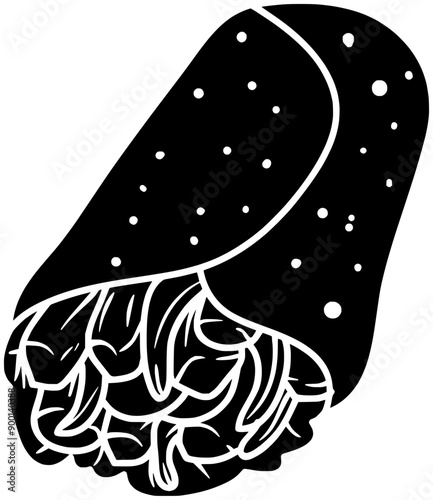 burrito illustration chicken silhouette mexican logo food icon meat outline meal kebab tortilla lettuce roll snack sandwich wrap salad shape fajita fast tomato for vector graphic background
