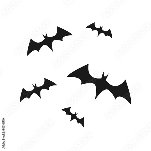 Halloween Bat Flock Silhouette