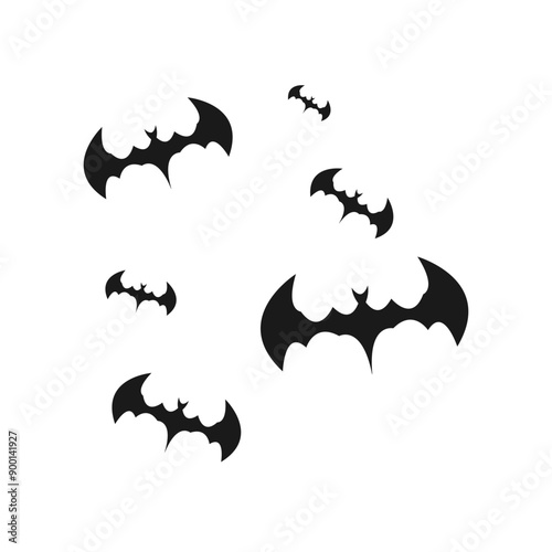 Halloween Bat Flock Silhouette