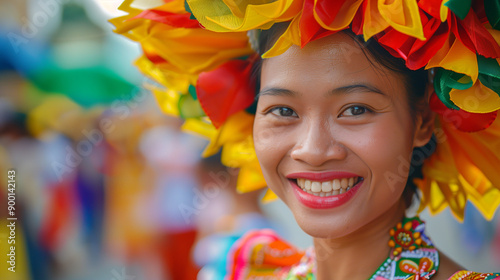 Sandugo Festival, colorful parade with participants wearing traditional philippines costumes, Ai generated Images photo