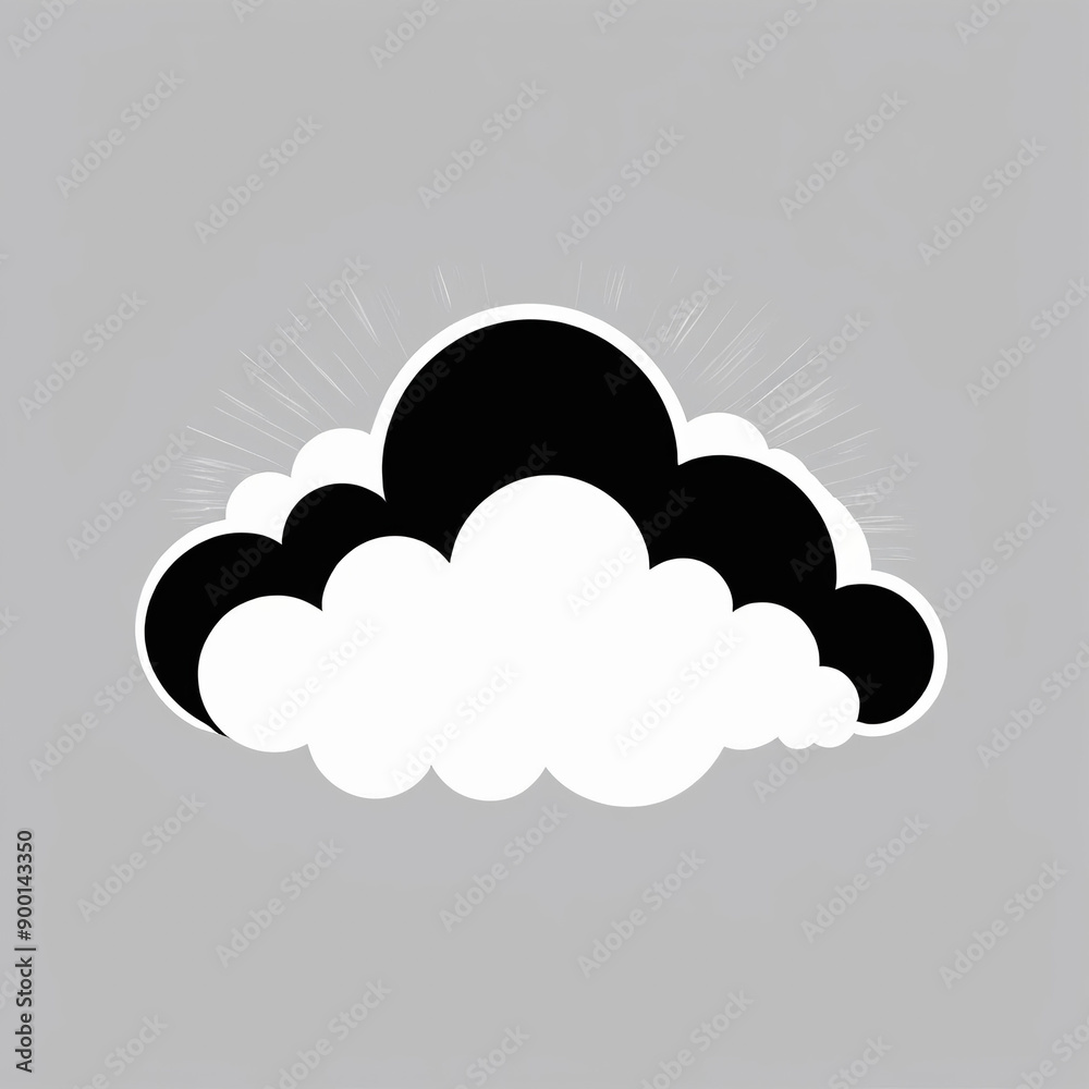 AI generative. Illustration flat of cloud black on white background. 2 AI generative. Illustration flat of cloud black on white background. 2