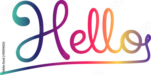 Hello. Lettering for banner, poster and sticker concept with text Hello. Icon message Hello on white background, geometric memphis style. Calligraphic simple logo. Vector Illustration