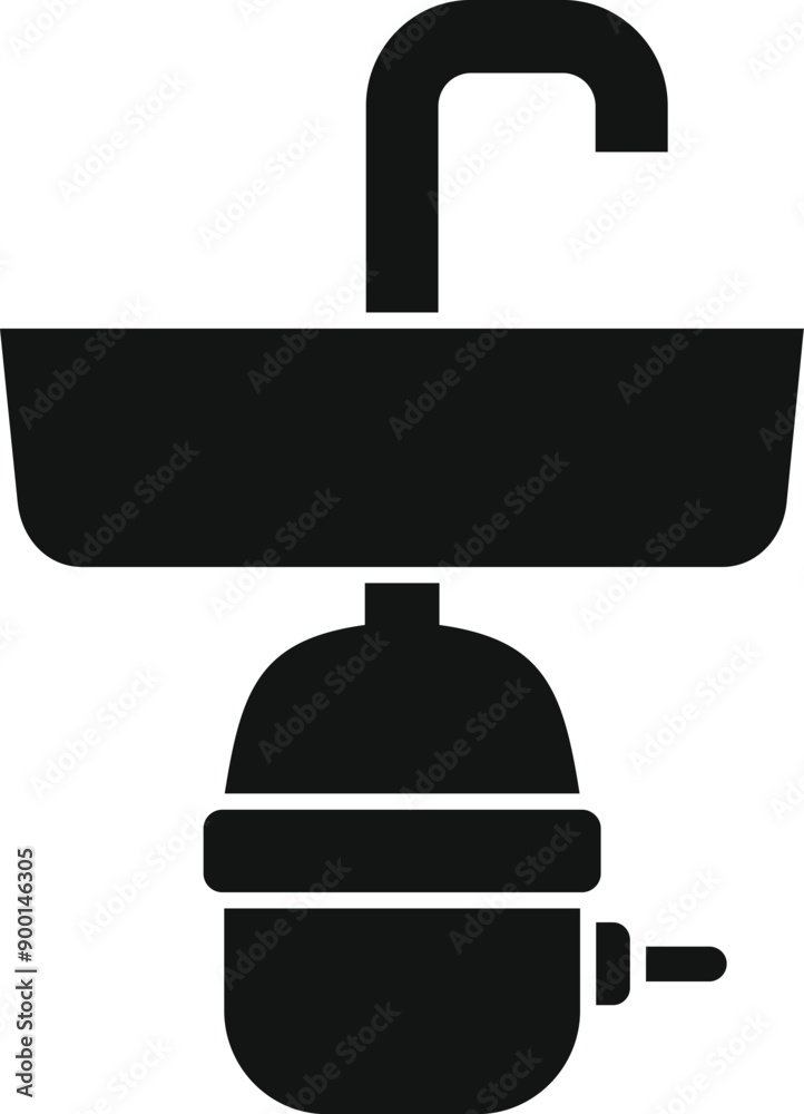 Obraz premium Simple icon of a water filter system being installed under a sink, providing clean and healthy drinking water