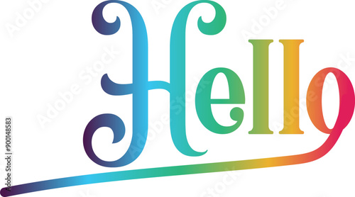 Hello. Lettering for banner, poster and sticker concept with text Hello. Icon message Hello on white background, geometric memphis style. Calligraphic simple logo. Vector Illustration