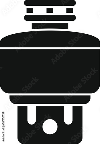 Black and white silhouette icon of a portable butane gas camping stove with the lid off