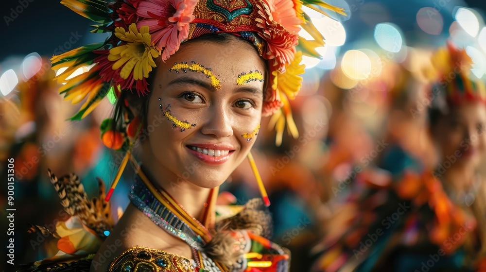 Smiling Woman in Traditional Headdress Smiling Woman in Traditional Headdress
