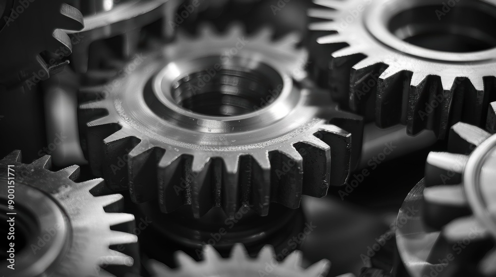 Close-up of Interlocking Metallic Gears Close-up of Interlocking Metallic Gears