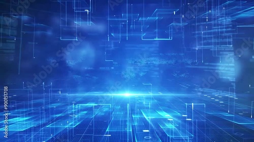 Ground Abstract perspective grid. Digital background in retro style. Cyber ​​​​landscape on blue background. 3d rendering.