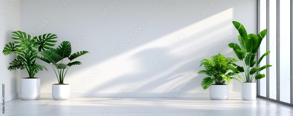 Sunroom, plants and natural light, 3D illustration Sunroom, plants and natural light, 3D illustration