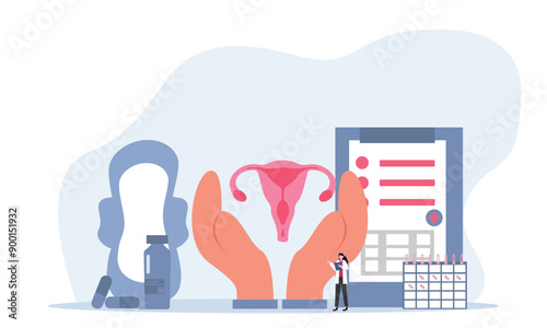 Menstruation calendar, Tracking of menstrual cycle period days. flat vector illustration.