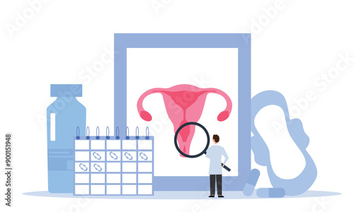 Menstruation calendar, Tracking of menstrual cycle period days. flat vector illustration.