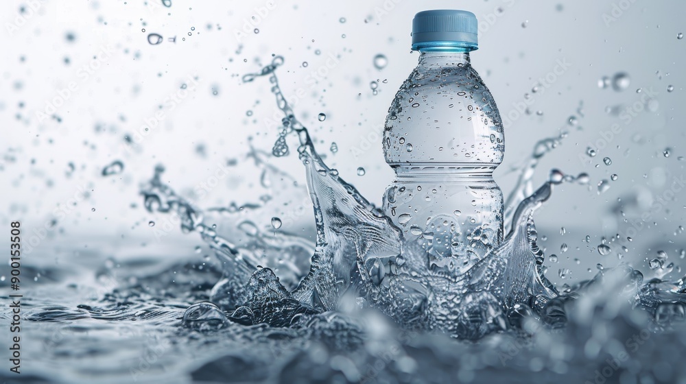 Water Bottle Splashing in a Pool of Water Water Bottle Splashing in a Pool of Water