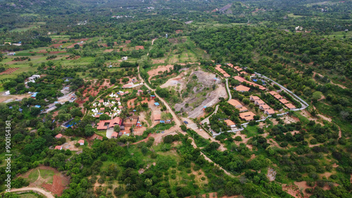 Ramanagara, India 14th July 2024 : beautiful scenic view resort in Ramnagara. Stunning Landscapes, Luxurious Comfort, and Unforgettable Experiences. Resort on the top of a mountain amidst the nature. photo