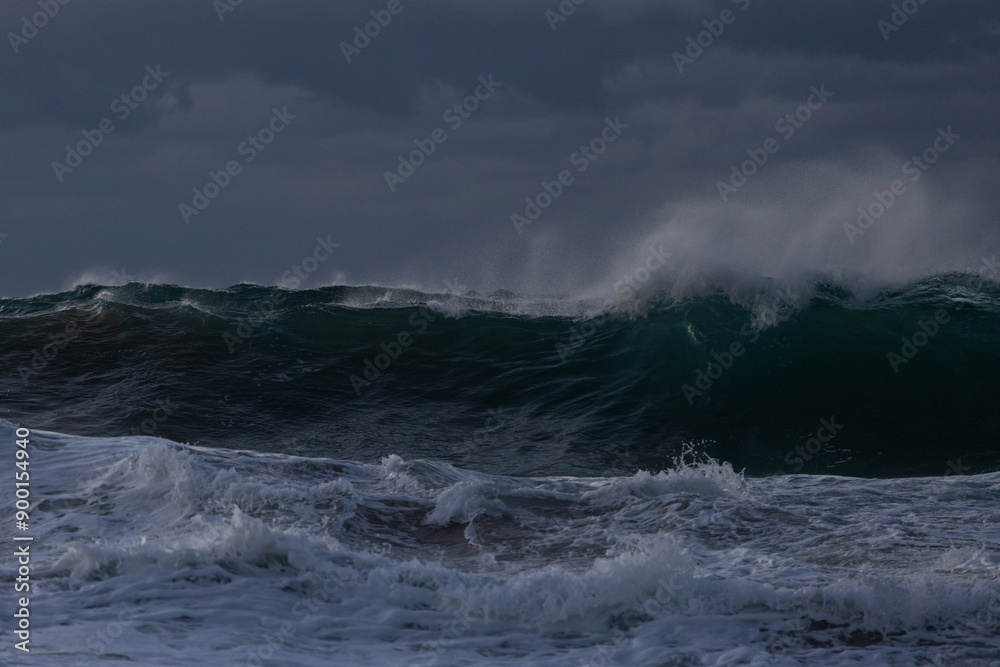 Fototapeta premium Big wave on the stormy ocean.