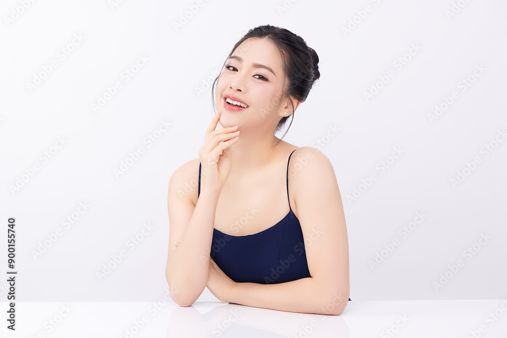 Beautiful young asian woman with clean fresh skin on white background, Face care, Facial treatment, Cosmetology, beauty and spa, Asian women portrait. Beautiful young asian woman with clean fresh skin on white background, Face care, Facial treatment, Cosmetology, beauty and spa, Asian women portrait.