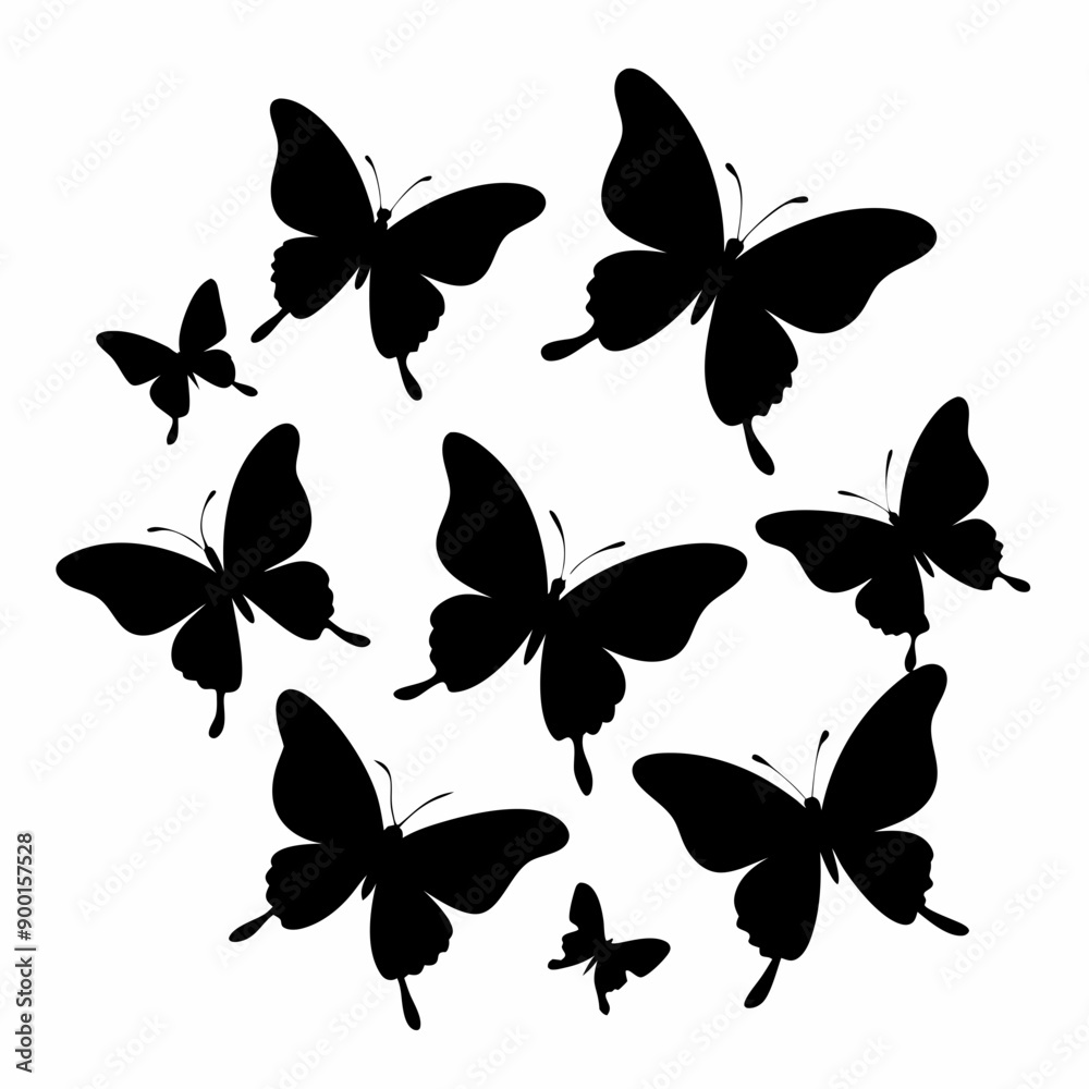 set of butterflies isolated set of butterflies isolated