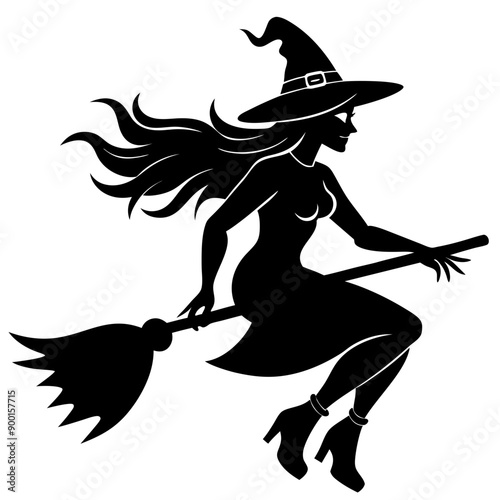 witch flying on a broom