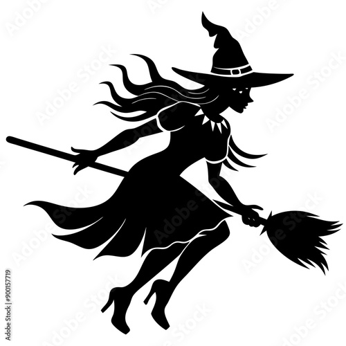 witch flying on a broom