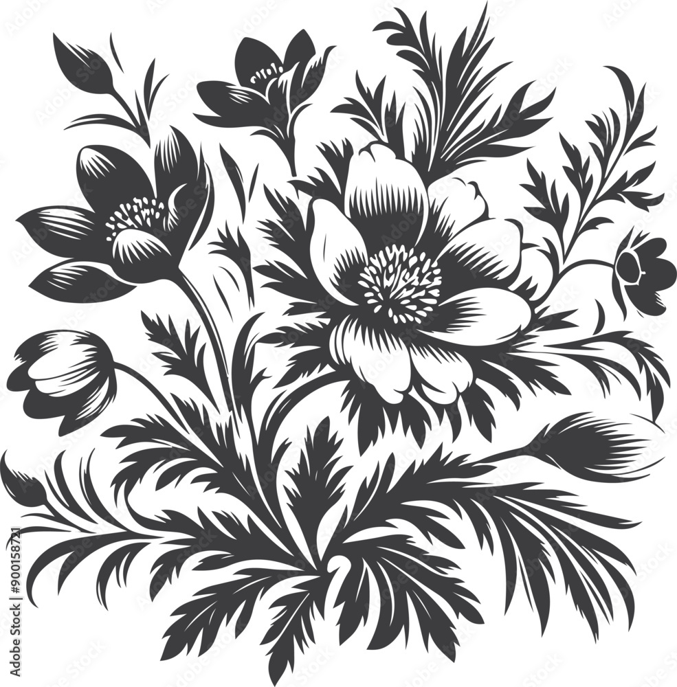 Vector black silhouettes of flowers isolated on a white background Vector black silhouettes of flowers isolated on a white background
