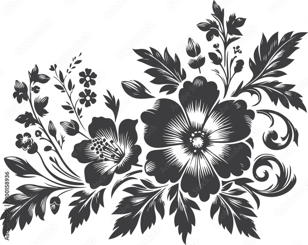 Vector black silhouettes of flowers isolated on a white background Vector black silhouettes of flowers isolated on a white background