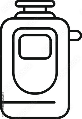 Electronic cigarette device with battery indicator showing liquid level, vaping equipment line icon design
