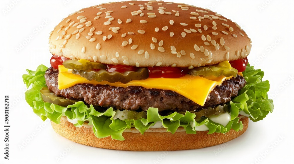 Classic Cheeseburger with Pickles and Lettuce