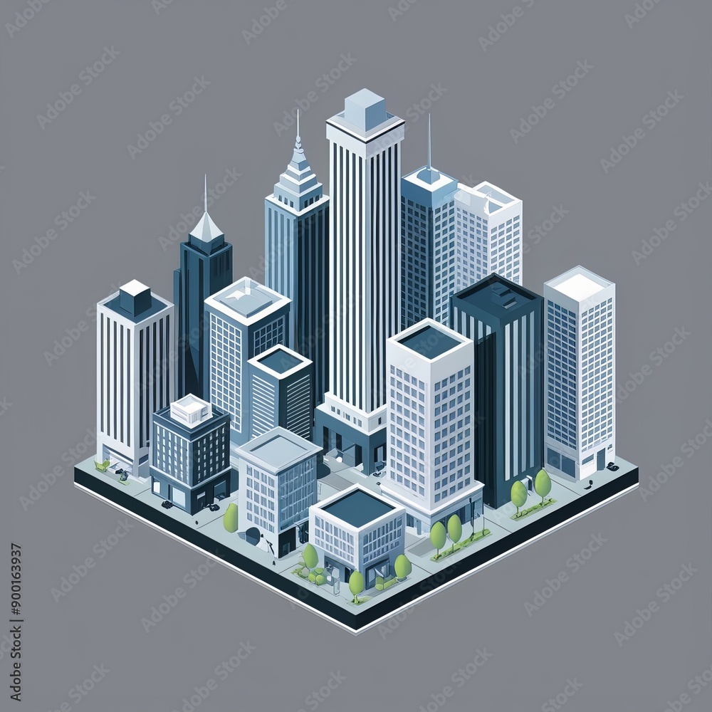 Isometric city with soft illustration Isometric city with soft illustration