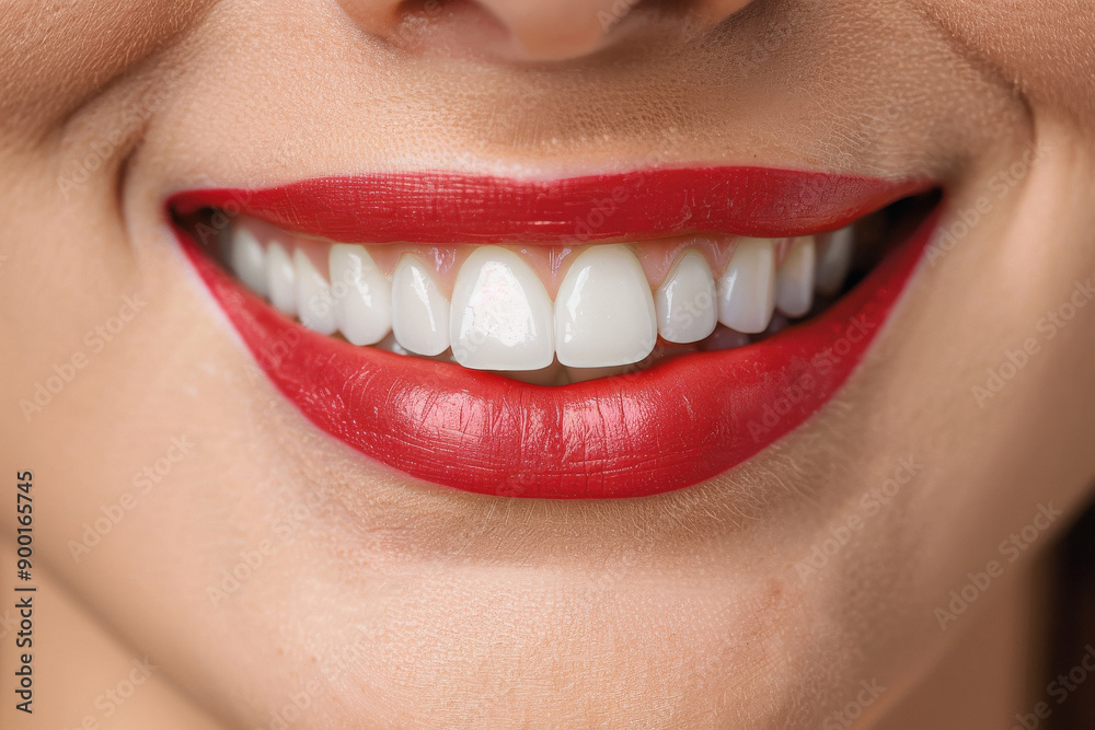 Close view of female dental smile after treatment