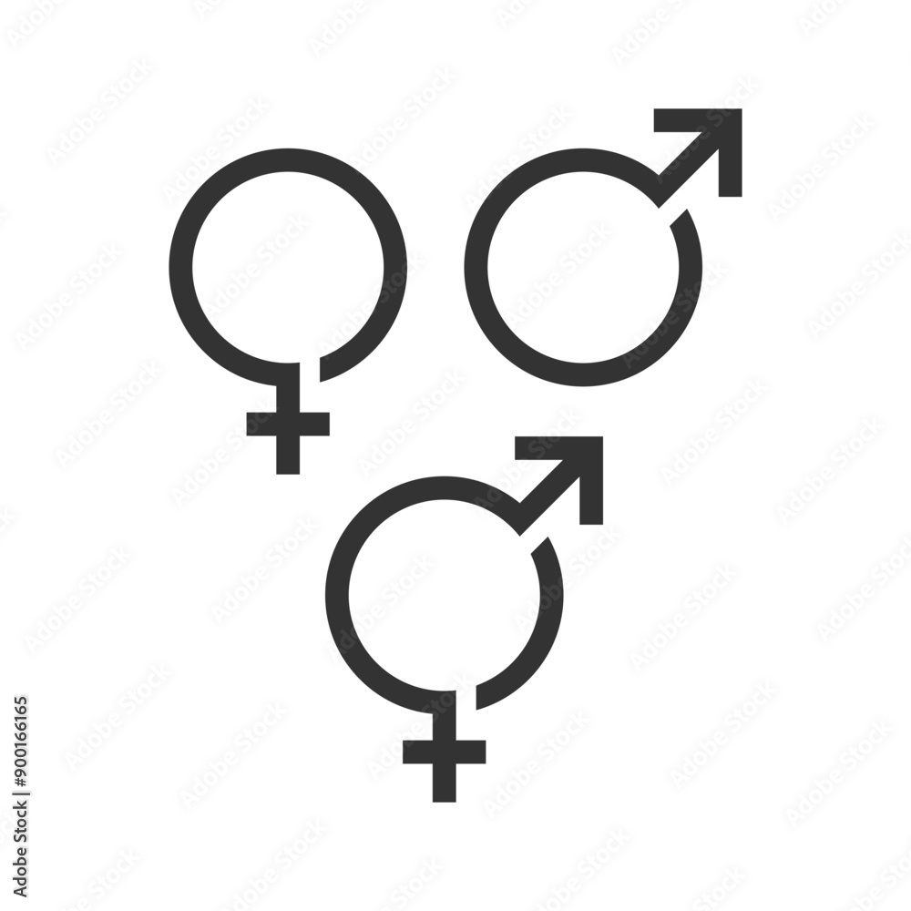 Male and female gender symbol set isolated vector illustration. Male and female gender symbol set isolated vector illustration.