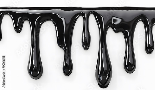 Black oil dripping on white background.