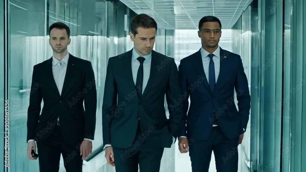 People in business strolling down the office hallway People in business strolling down the office hallway