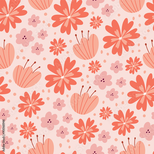 Wallpaper Mural Botanical seamless pattern with green leaves and yellow flowers on pastel pink background. Leaves and flowers wallpapers. Florals background.

 Torontodigital.ca