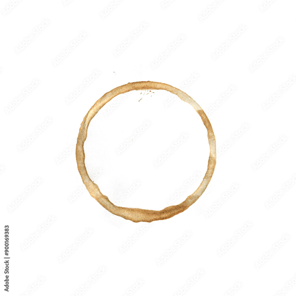 Brown Coffee Cup Mark on Isolated on White Background. Watercolor Coffee and Tea Circle Spot. Brown Coffee Cup Mark on Isolated on White Background. Watercolor Coffee and Tea Circle Spot.