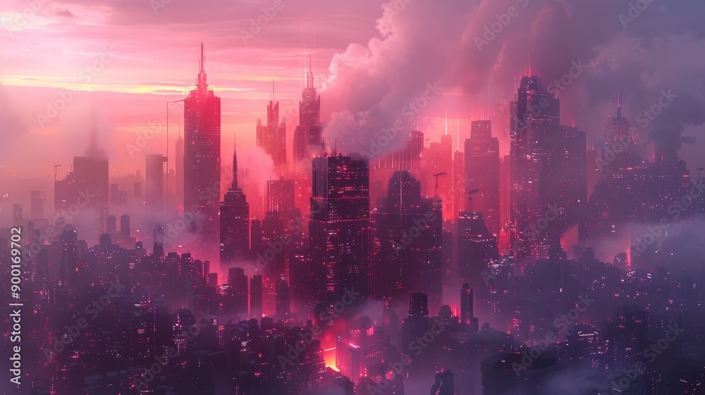 Obraz premium Futuristic Cityscape Sleek and modern, with electronic beats and high-tech metropolis