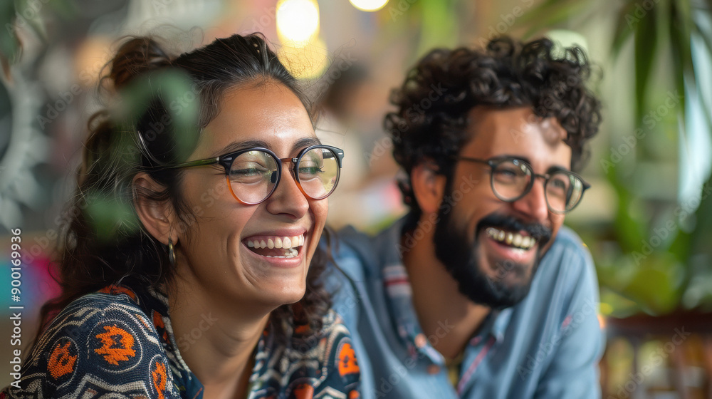 Young man and woman smiling Young man and woman smiling