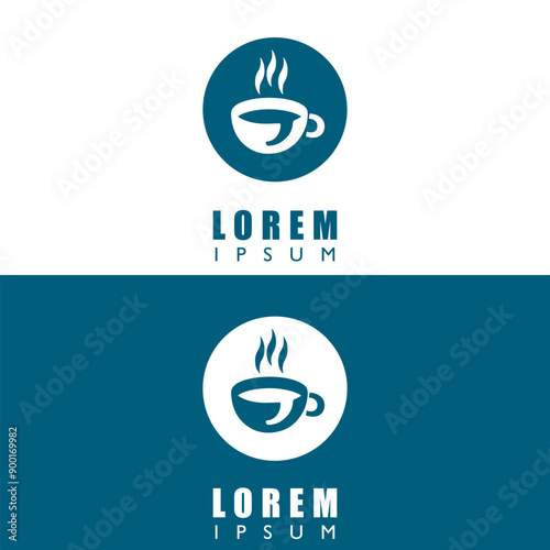 Late coffee cup logo concept with circle