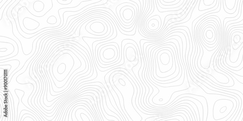 Vector white wave line geography landscape Topo contour map on white background. Geographic mountain relief diagram line wave carve pattern. Topographic world map contour lines map texture. © MdLothfor