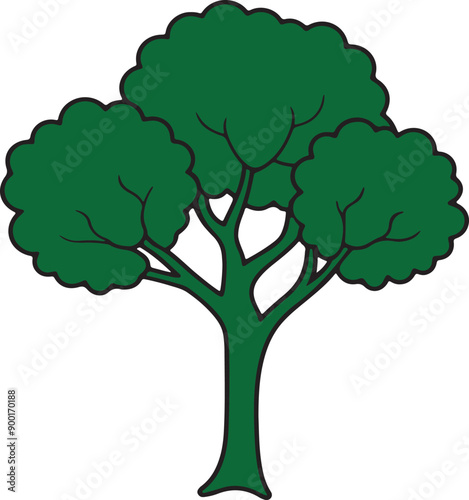 Green tree plant vector art illustration on a white background