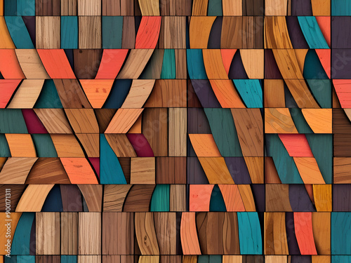 Colorful Geometric Wooden Pattern