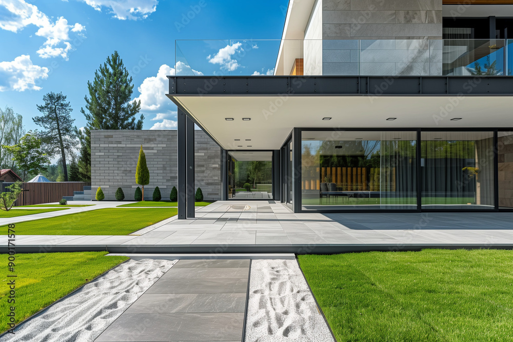 Obraz premium Modern Villa with Spacious Foreground Image