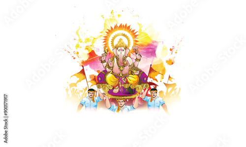 Happy Ganesh chaturthi. Lord Lanesha Greeting for Indian hindu festival.