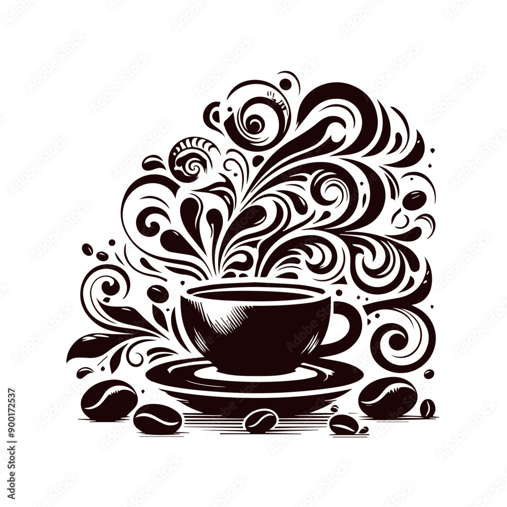 a vector illustration of a stylized coffee cup a vector illustration of a stylized coffee cup