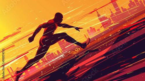 The silhouettes of athletes running highlight the charm of track and field and other related sports