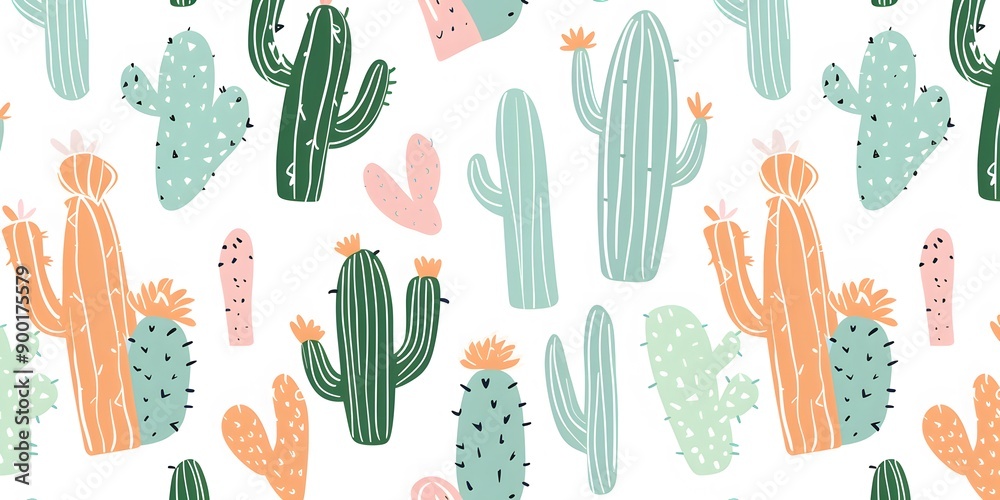 Cute cactus and succulent pattern for kids Cute cactus and succulent pattern for kids