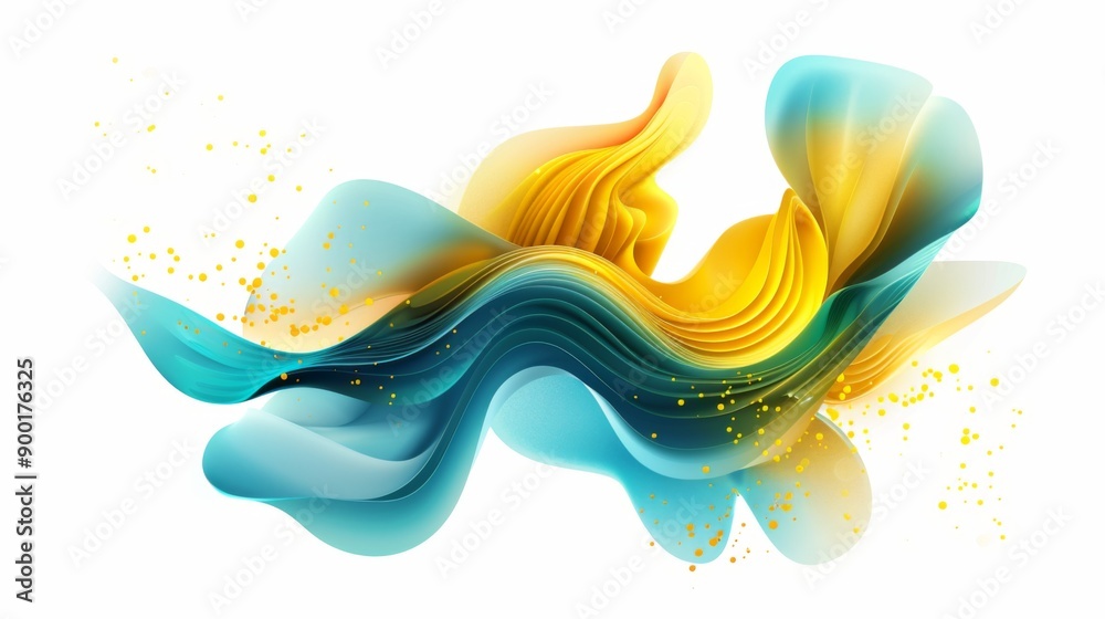 Obraz premium Vector fluid isolated abstract geometric cyan and yellow gradient shapes for modern website and graphic design on the white background