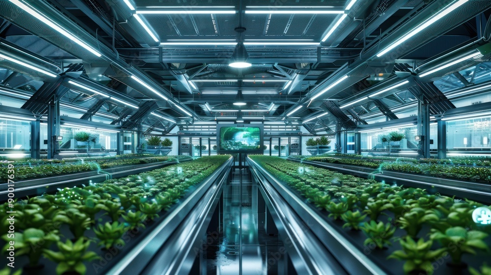 Futuristic Indoor Farm with Hydroponic Technology Futuristic Indoor Farm with Hydroponic Technology