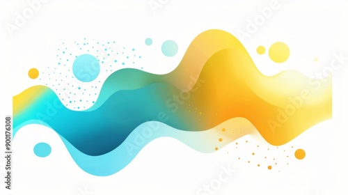 Vector fluid isolated abstract geometric cyan and yellow gradient shapes for modern website and graphic design on the white background